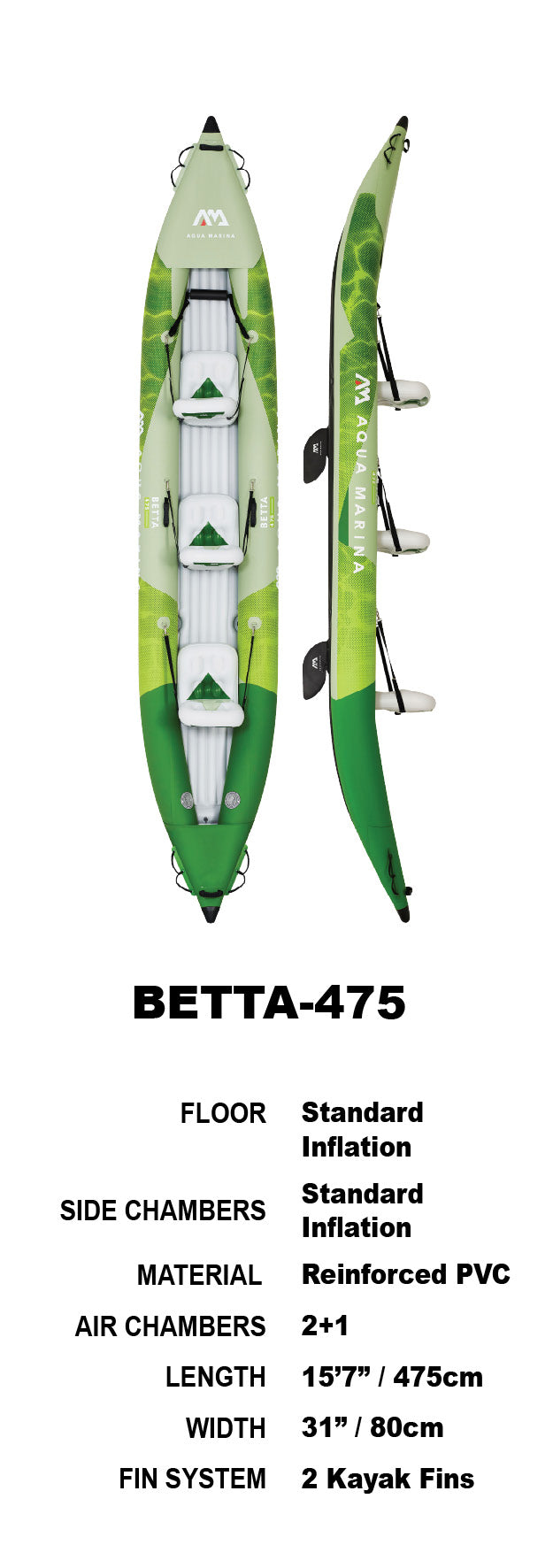 Aqua Marina Betta 475 Inflatable Leisure Kayak Package 2/3 Person