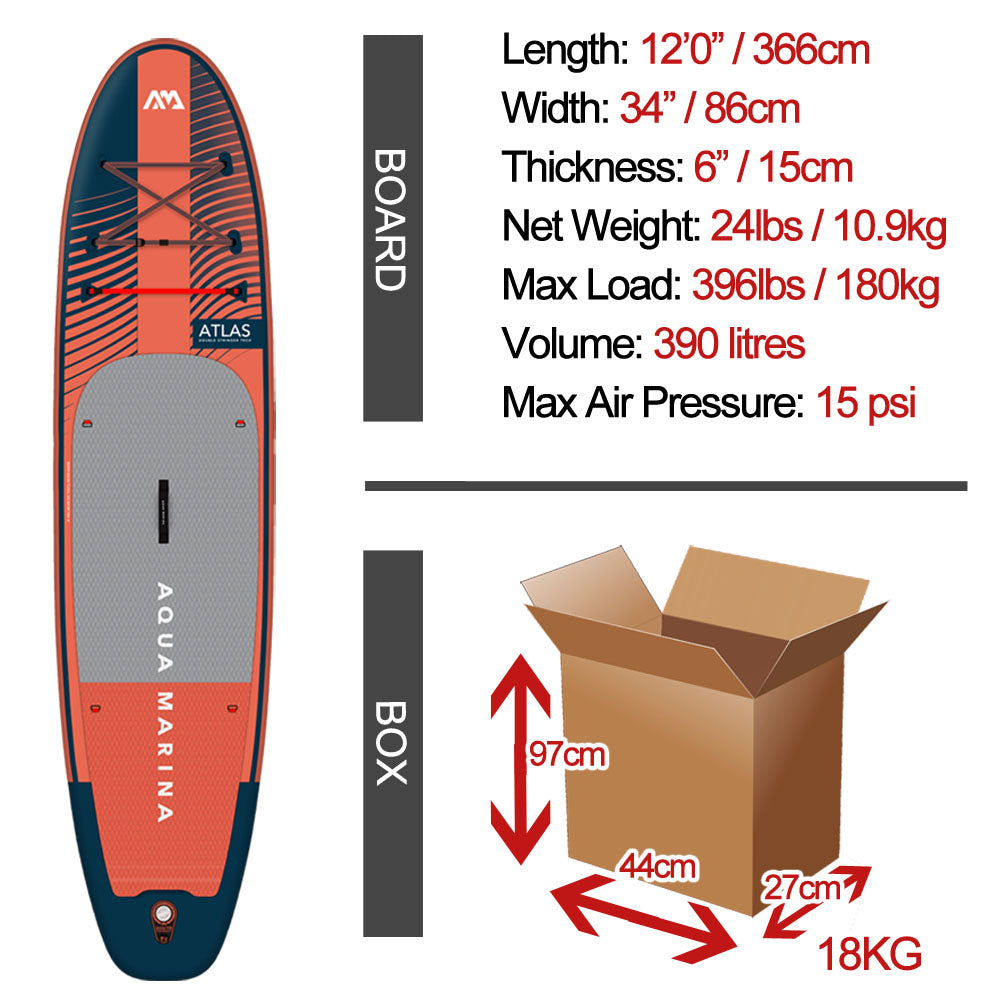 Aqua Marina Atlas 12'0" / 366cm Advanced Stinger-Tech All Round Stand Up Paddle Board