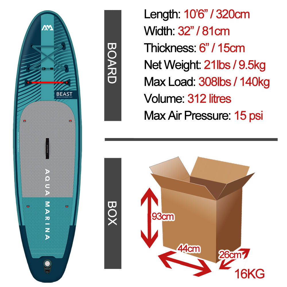 Aqua Marina Beast 10'6" / 320cm Advanced Stinger-Tech All Round Stand Up Paddle Board