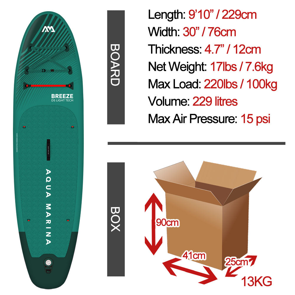 Aqua Marina Breeze 9'10" / 300cm All Round Stand Up Paddle Board Package