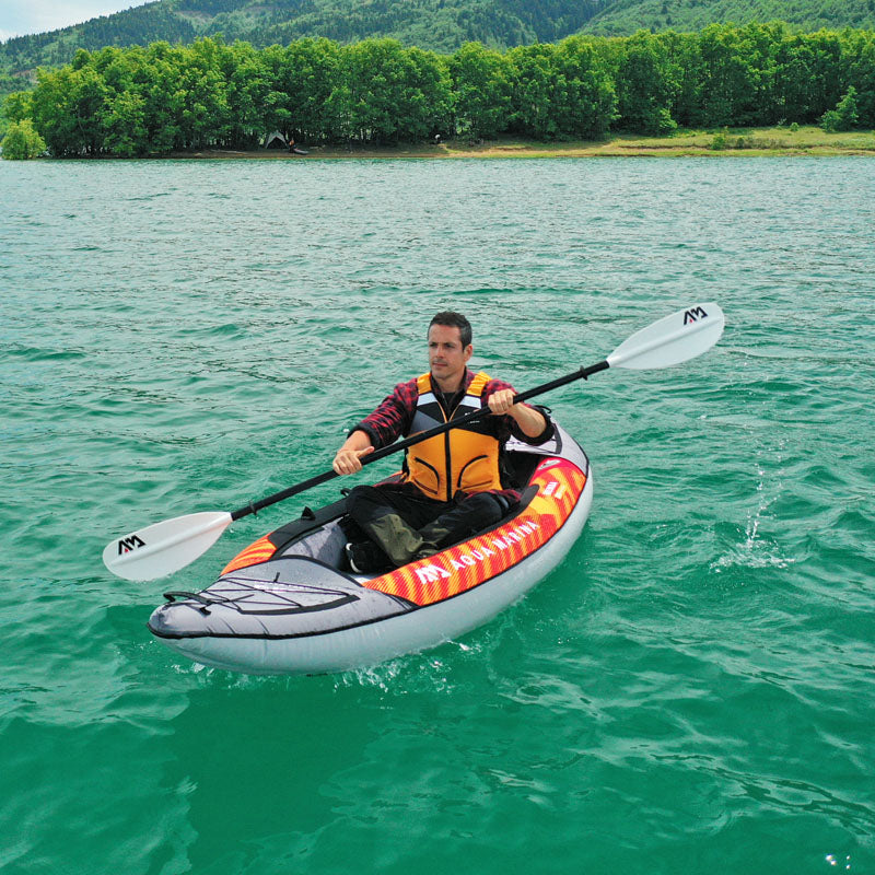 Aqua Marina Memba 330 Drop-Stitch Floor, Polyester Cover Inflatable Kayak Package for 1 Person