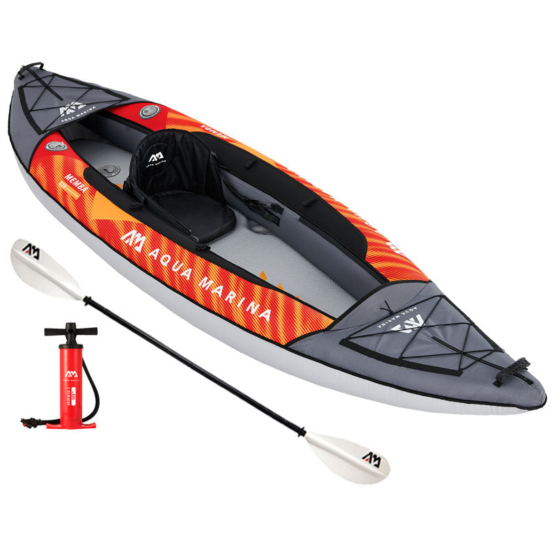 Aqua Marina Memba 330 Drop-Stitch Floor, Polyester Cover Inflatable Kayak Package for 1 Person