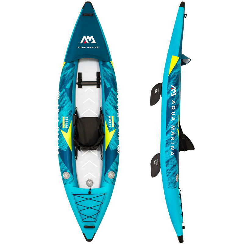 Aqua Marina Steam 312 Drop-Stitch Floor Inflatable Kayak Package for 1 Person