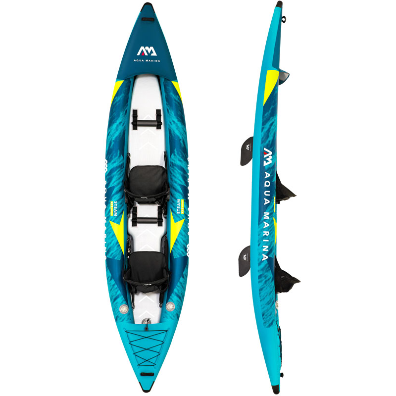 Aqua Marina Steam 412 Drop-Stitch Floor Inflatable Kayak Package for 1 Person